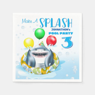 Shark Pool Party Kids Birthday Napkin