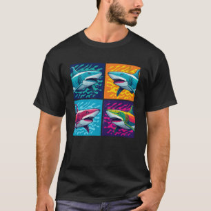 Shark Pop Illustration Colourful Animal Women Men  T-Shirt