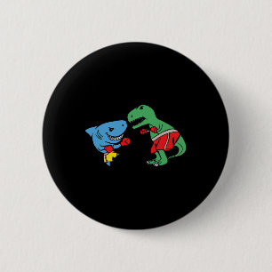 Shark Punching T-rex Dinosaur Funny Fighting Boxin 2 Inch Round Button