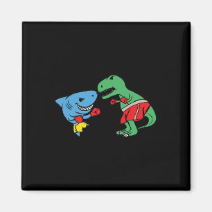 Shark Punching T-rex Dinosaur Funny Fighting Boxin Magnet