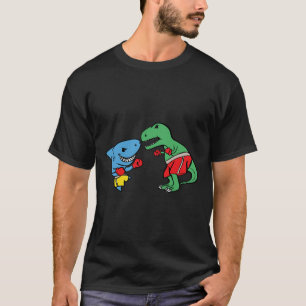 Shark Punching T-rex Dinosaur Funny Fighting Boxin T-Shirt