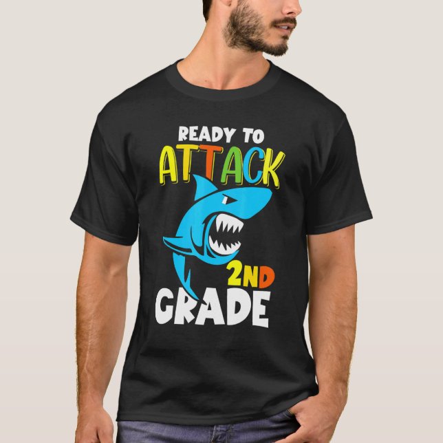 Shark Ready To Attack 2nd Grade First Day Of Schoo T-Shirt (Front)