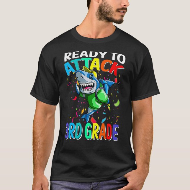 Shark Ready To Attack 3rd Grade Back To School Boy T-Shirt (Front)