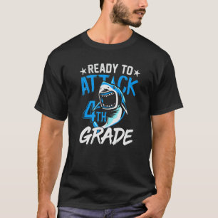 Shark Ready To Attack 4th Grade Boys Back To Schoo T-Shirt