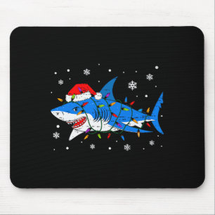 Shark Santa Hat Christmas Lights Xmas Pajama Men W Mouse Pad