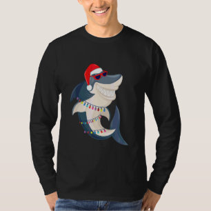 Shark Santa Tee Shark Hat Lights Christmas Xmas 4