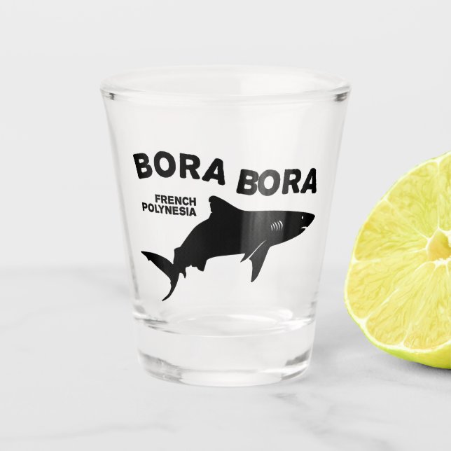Shark Scuba Diving In Bora Bora Shot Glass (Front)