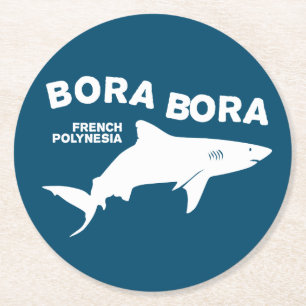 Shark Scuba Duiving In Bora Bora Round Paper Coaster
