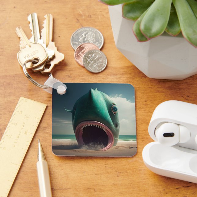 Shark sculpture on the beach keychain (Desk)