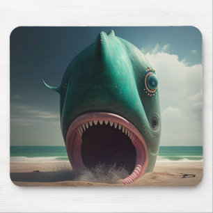 Shark sculpture on the beach mouse pad