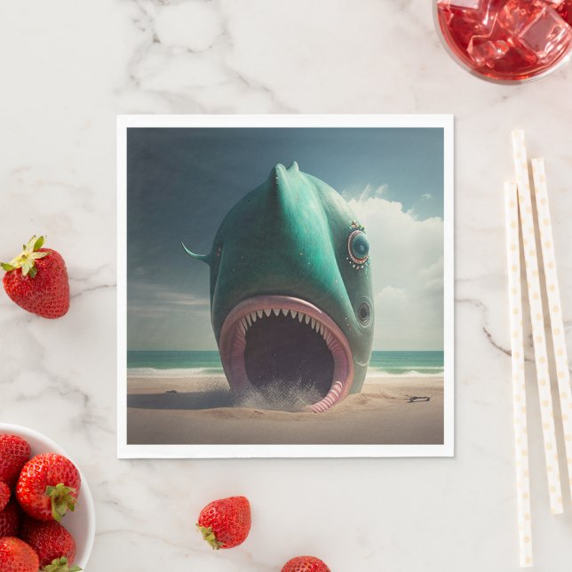Shark sculpture on the beach napkin (Insitu)
