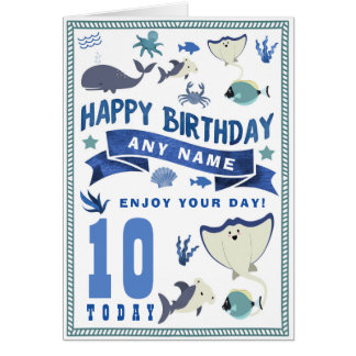 Shark Sea Fish Personalized Birthday Card