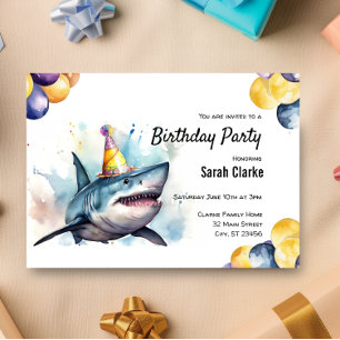 Shark Sea Life Aquarium Celebration Birthday Party Invitation