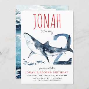 Shark Second Birthday Invitation