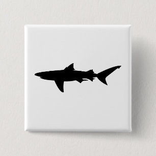 Shark silhouette 2 inch square button