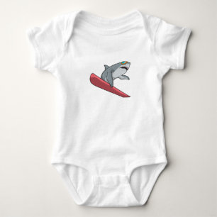 Shark Snowboarder Snowboard Baby Bodysuit