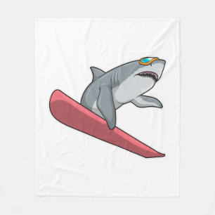 Shark Snowboarder Snowboard Fleece Blanket