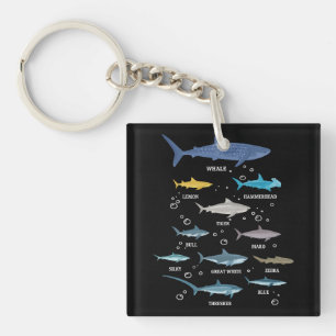 Shark Species Shark Faces Marine Biology Keychain