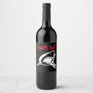 Shark Spit boat Great White boating ocean sailing  Wine Label