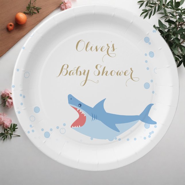 Shark Summer Boy Baby Shower  Paper Plate (Creator Uploaded)