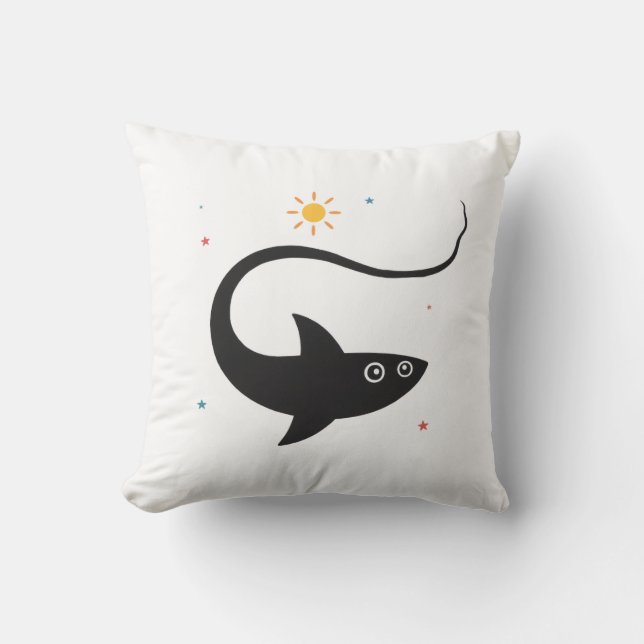 Shark Summer Throw Pillow (Front)