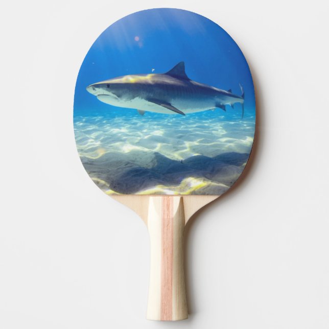 Shark Swimming Blue Ocean Water Ping Pong Paddle (Front)