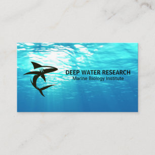 Shark Swimming Logo   Ocean Water  Business Card