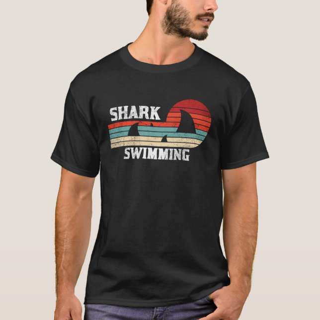 Shark Swimming Shark Fin Swimming T-Shirt (Front)