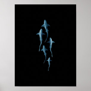 Shark - Swimming Sharks Cute Funny Gift Poster
