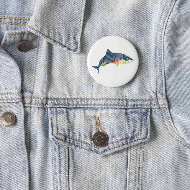 Shark Swoosh Illustration 2 Inch Round Button (In Situ)