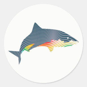 Shark Swoosh Illustration Classic Round Sticker