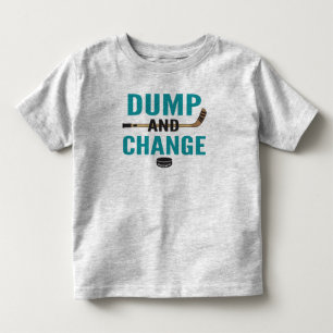 Shark Teal Blue Dump and Change Hockey Toddler T-shirt