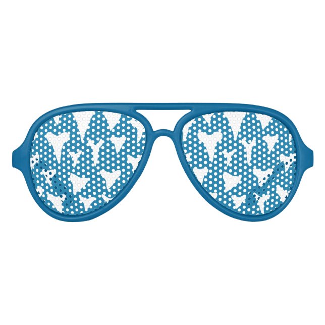 Shark Teeth Funny Blue Aviator Sunglasses (Front)