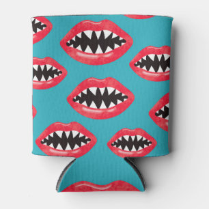 Shark Teeth Red Lips Pattern Can Cooler