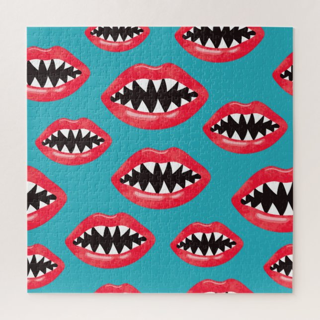 Shark Teeth Red Lips Pattern Jigsaw Puzzle (Vertical)