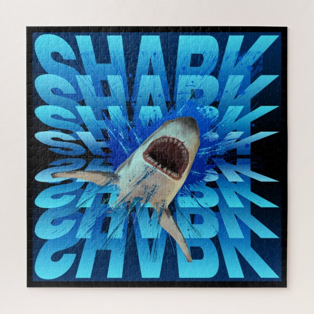 shark text effect typography  jigsaw puzzle (Vertical)