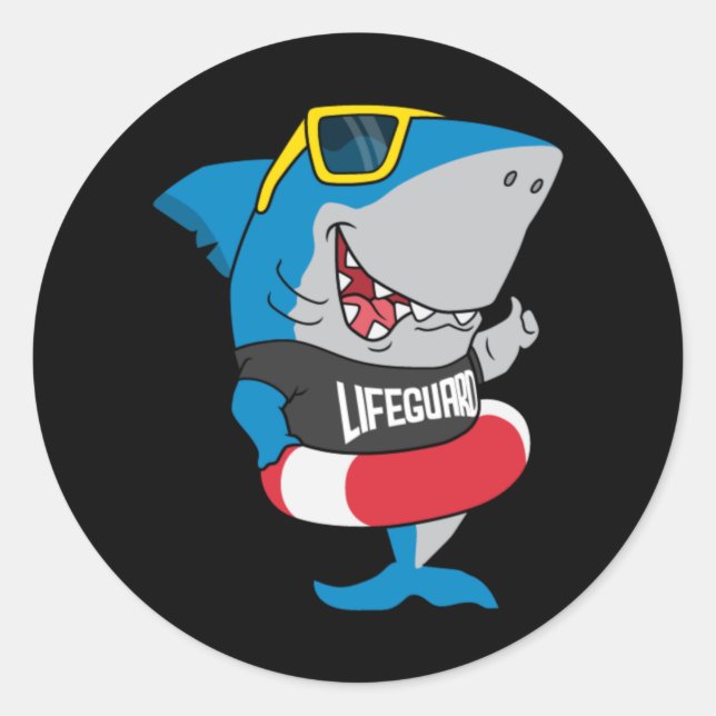 Shark the lifeguard classic round sticker (Front)