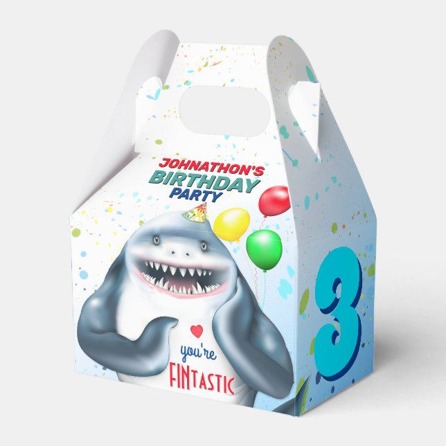 Shark Theme Kids Birthday Favor Box (Front Side)