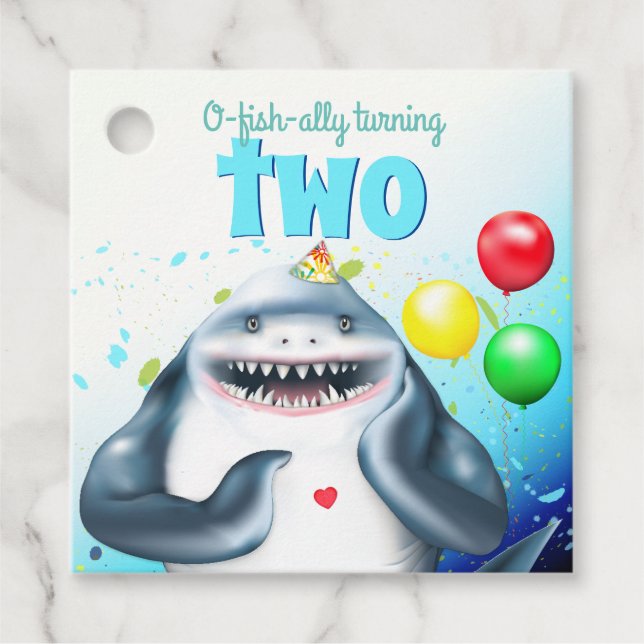 Shark Theme Kids Birthday Favour Tags (Front)