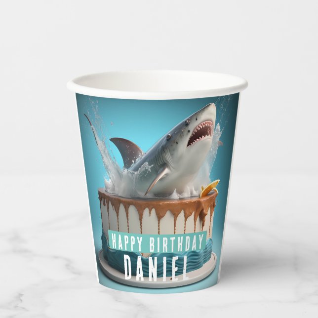 Shark themed Birthday Cake Paper Cups (Front)