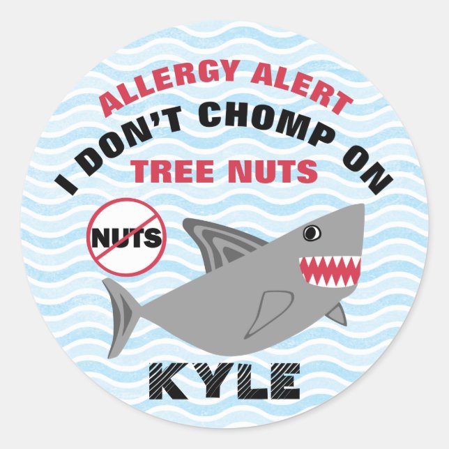 Shark Tree Nut Peanut Allergy Alert Customized Classic Round Sticker (Front)