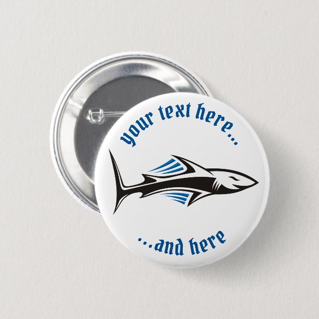 Shark Tribal Icon 1 2 Inch Round Button (Front & Back)