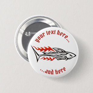 Shark Tribal Icon 2 Inch Round Button