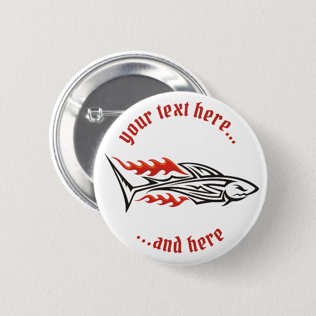 Shark Tribal Icon 2 Inch Round Button (Front & Back)