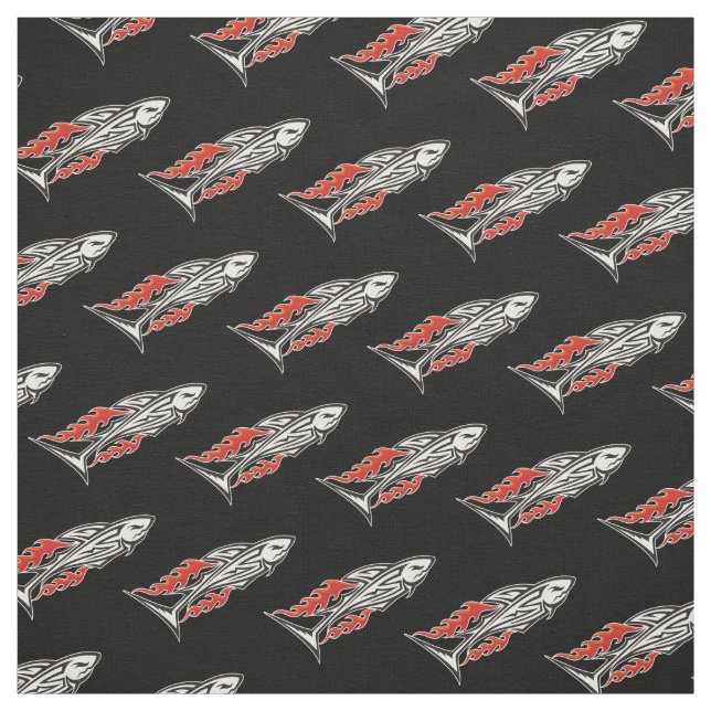 Shark Tribal Icon 2 Pattern Fabric (Swatch)