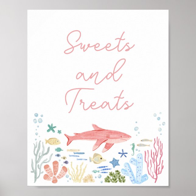 Shark Under The Sea Baby Shower Sweets Poster (Front)
