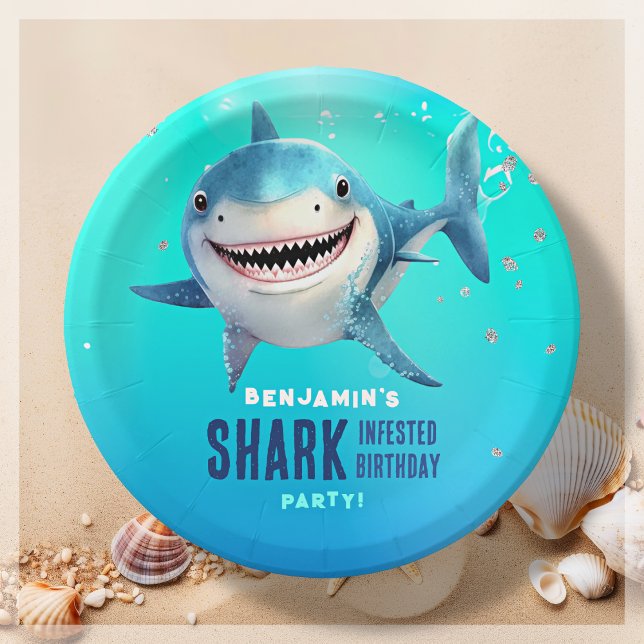 Shark Under The Sea Birthday Party  Paper Plate (Creator Uploaded)
