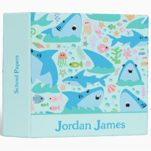 Shark Under The Sea Cute Personalized Pattern Binder