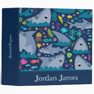 Shark Under The Sea Cute Personalized Pattern Binder