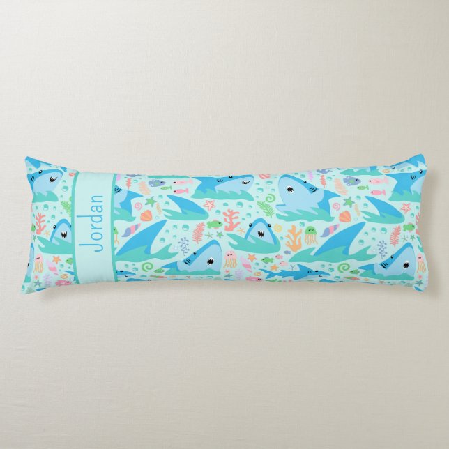 Shark Under The Sea Cute Personalized Pattern Body Pillow (Front)